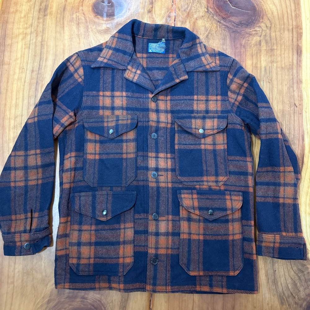 Vintage 60s Pendleton Mackinaw Jacket M Wool Button Chore Coat Plaid